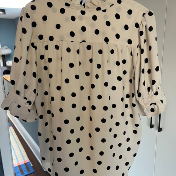 Ann Taylor White Polka Dot Blouse – Classic Professional Button-Down Top - Picture 2 of 4